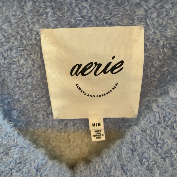 Aerie Cozy V-Neck Sweater in Blue and Gray Size Medium - Picture 3 of 5